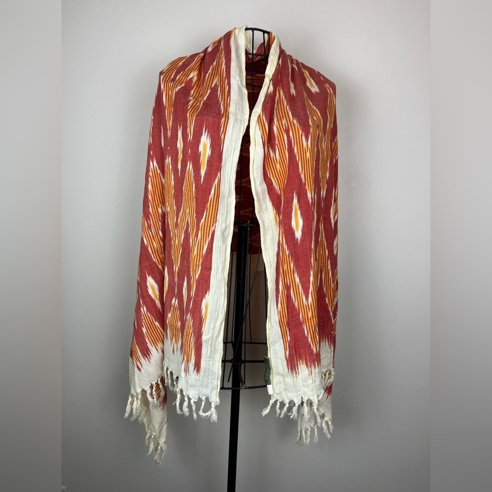 LAKHAY’S Ikat Fringe Blanket Sunset Scarf